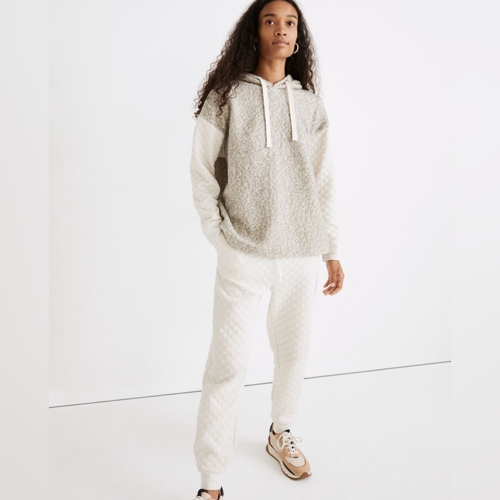 Madewell Quilted-Sleeve Hoodie Sweatshirt, Size XS